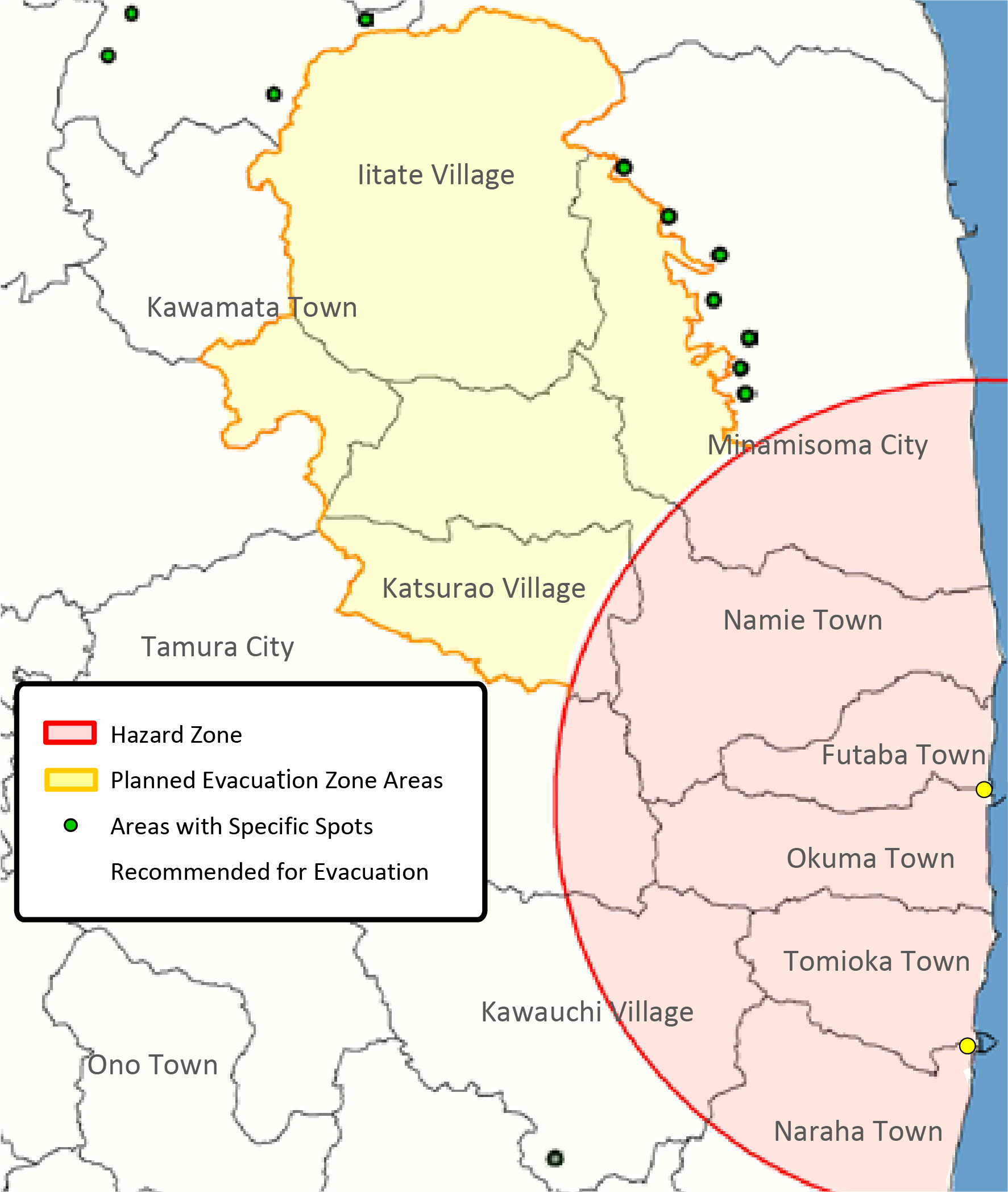 Status of evacuation zones (as of September 30, 2011)1