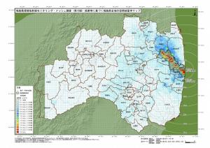 第10回メッシュ調査を線量率別に色分けした福島県全体の地図