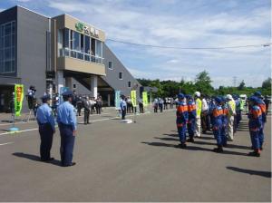 大熊町、双葉町合同パトロール出動式
