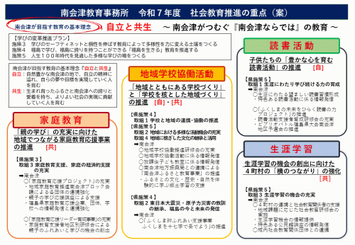 令和７年度　南会津教育事務所　社会教育推進の重点