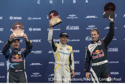 He won! ( Red Bull Air Race in Chiba, Japan.)