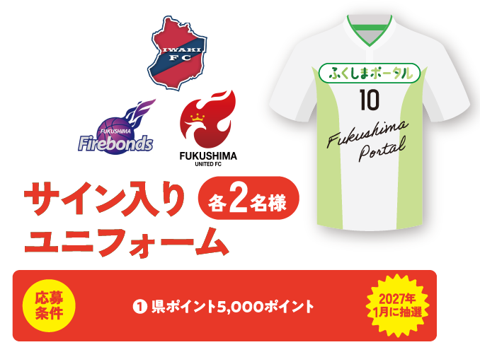 サイン入りユニフォーム 各2名様