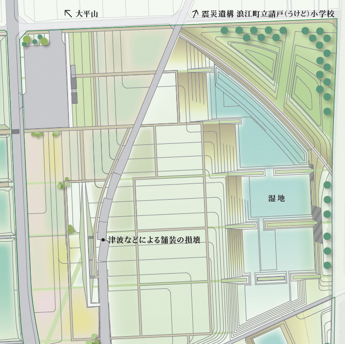 水辺の広場付近の地図