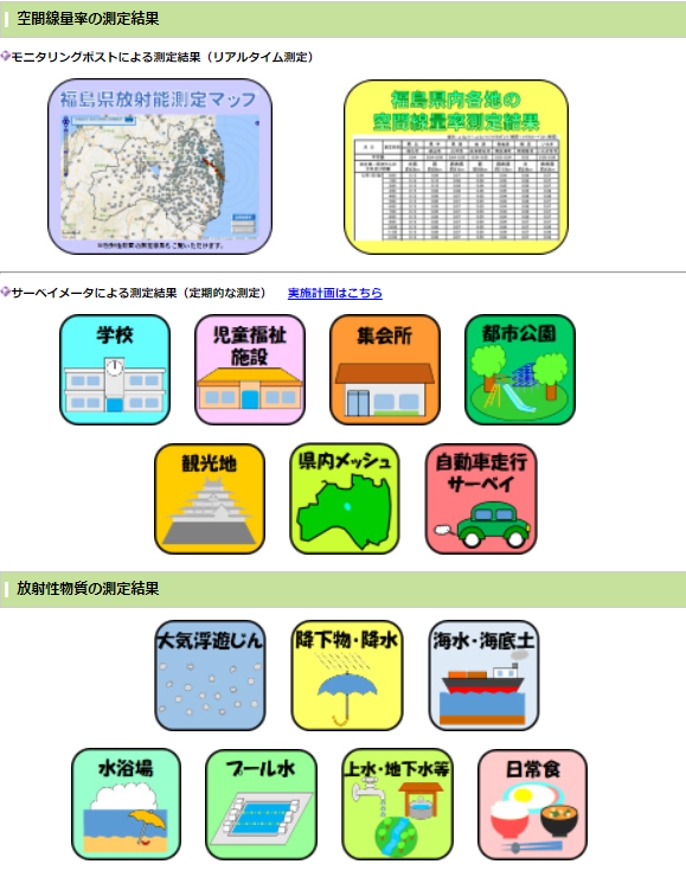 후쿠시마현 방사선 감시실 홈페이지.