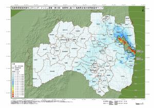 第１２回メッシュ調査を線量率別に色分けした福島県全体の地図