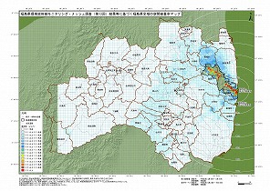 第１３回メッシュ調査を線量率別に色分けした福島県全体の地図