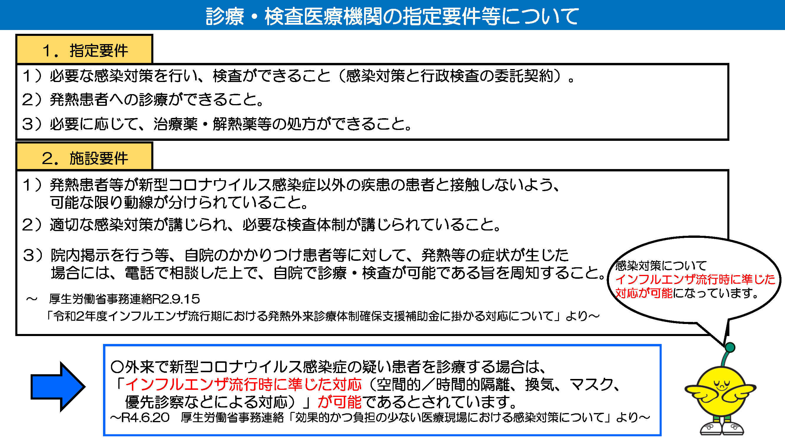 診療・検査医療機関の指定要件等について