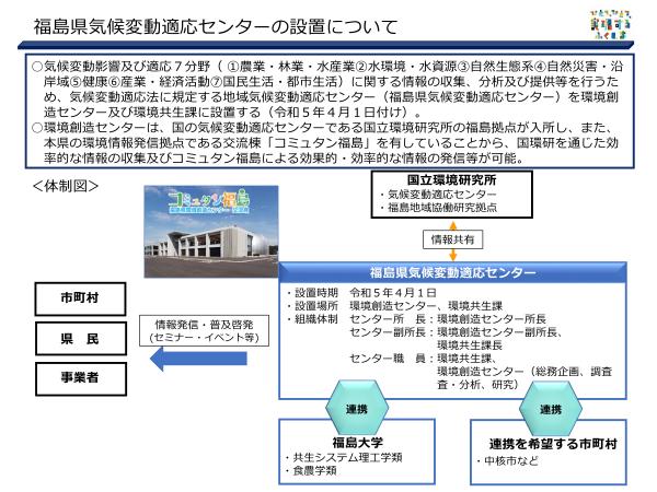 福島県気候変動適応センター組織体制