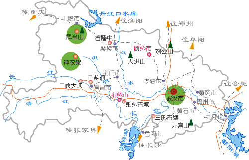 湖北省の地図