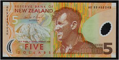 ニュージーランドの５ドル札