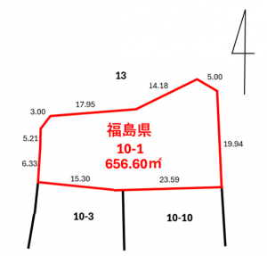対象物件の地積測量図です。
