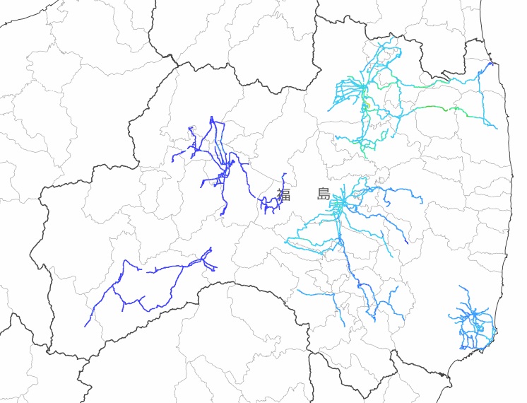 福島県内全域の走行サーベイ結果マップ（平成26年1月26日）