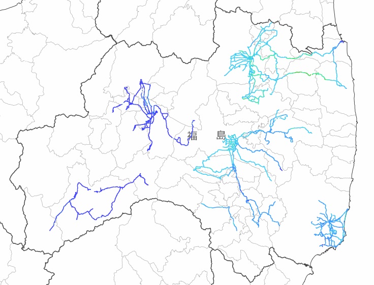 福島県内全域の走行サーベイ結果マップ（平成26年2月2日）