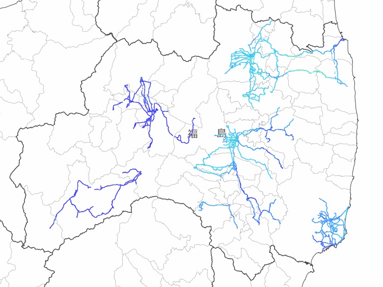 福島県内全域の走行サーベイ結果マップ（平成26年2月9日）