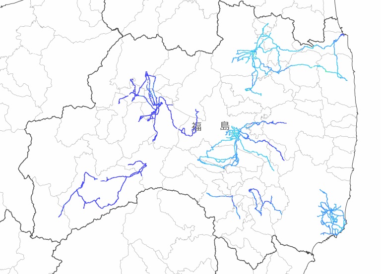 福島県内全域の走行サーベイ結果マップ（平成26年2月16日）