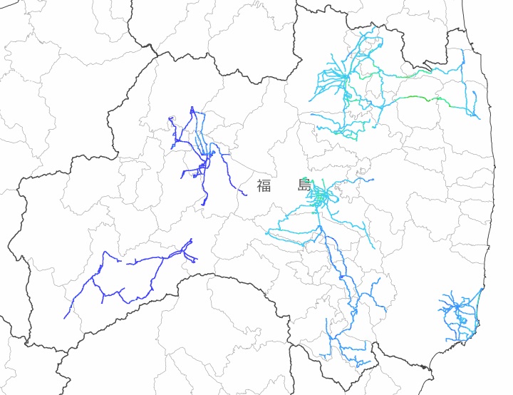 福島県内全域の走行サーベイ結果マップ（平成26年3月30日）
