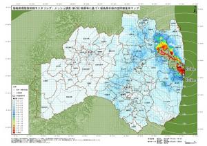 第７回メッシュ調査を線量率別に色分けした福島県全体の地図