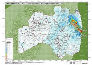 第８回メッシュ調査を線量率別に色分けした福島県全体の地図