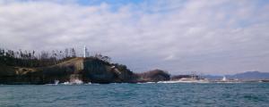 20151113 海上から見た鵜の尾岬と松川浦大橋