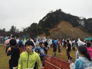 最後尾のブロックにて準備運動中