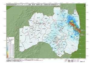 第9回メッシュ調査を線量率別に色分けした福島県全体の地図