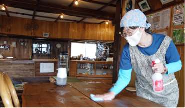 マスク着用と消毒の徹底